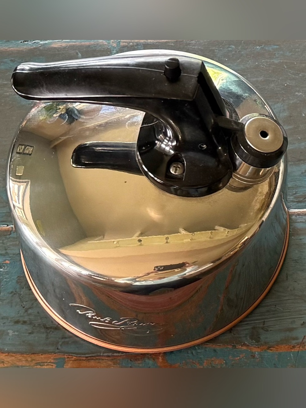 Vintage Revere Ware Teapot Kettle Copper Bottom Paul Revere Whistling CU04 - Picture 3 of 4
